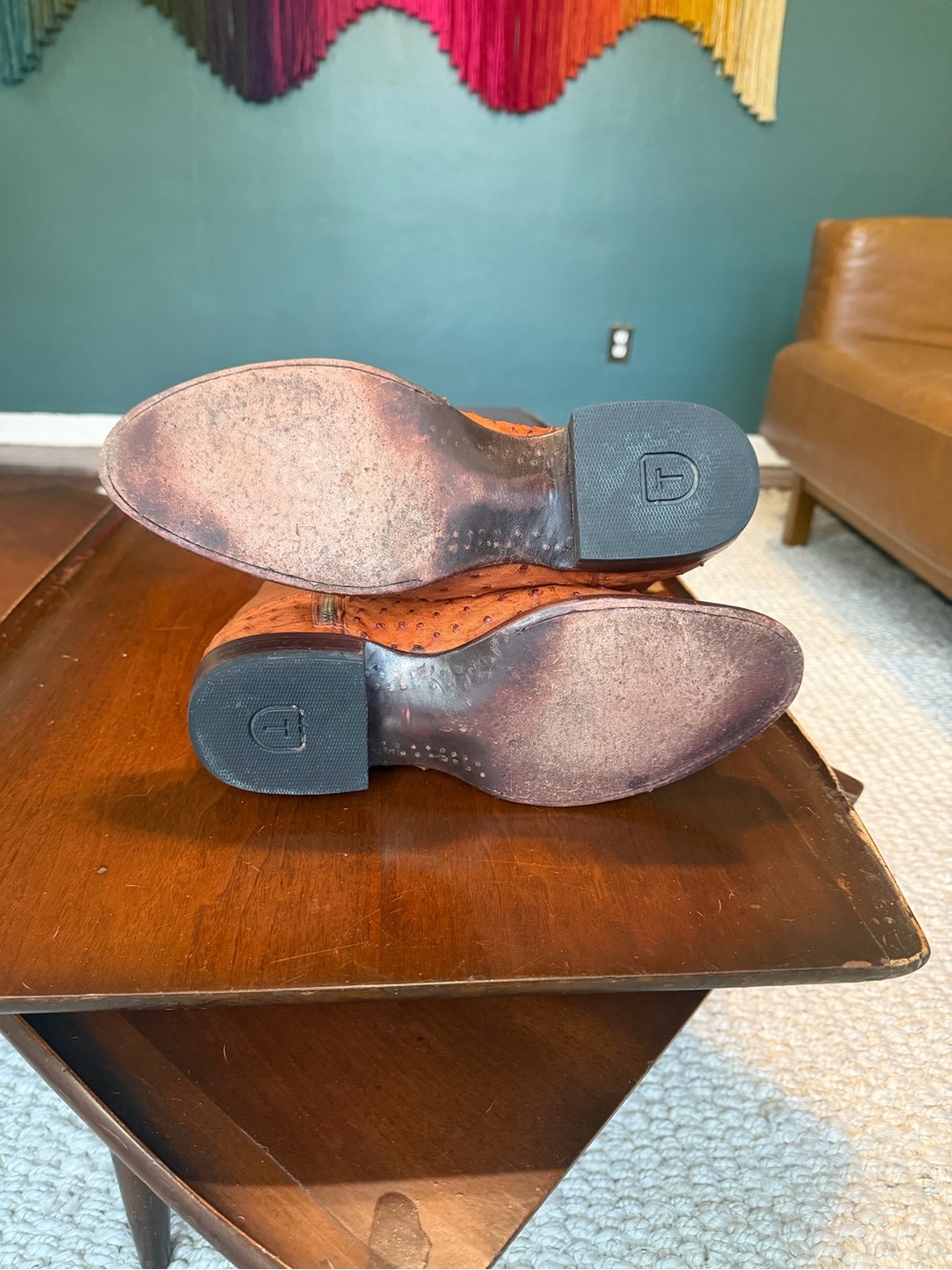 Men's Tecovas The Dean in Pecan Ostrich. 10.5EE (WIDE)